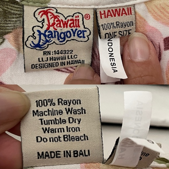 Hawaii Hangover Tropical print one size summer top drawstring waist adjustable - Picture 7 of 9